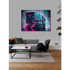 Kanvas Tablo Neon Işıklı Tır Tasarımı 70x100 cm