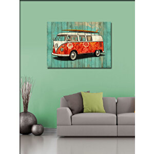Kanvas Tablo Renkli Retro Minibüs Tasarımı 70x100 cm