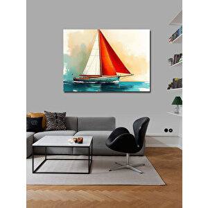 Kanvas Tablo Kırmızı Yelkenli Tekne 70x100 cm