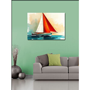 Kanvas Tablo Kırmızı Yelkenli Tekne 70x100 cm