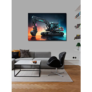 Kanvas Tablo Sarı Ekskavatör Tasarımı 70x100 cm