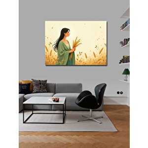 Kanvas Tablo Tarlada Kadın Figürü 50x70 cm