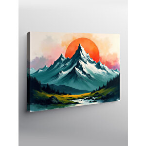 Kanvas Tablo Gün Batımında Dağ Manzarası 70x100 cm