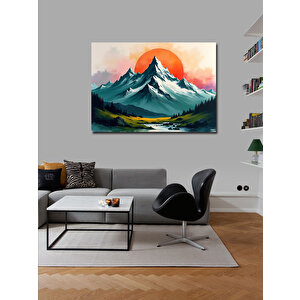 Kanvas Tablo Gün Batımında Dağ Manzarası 70x100 cm