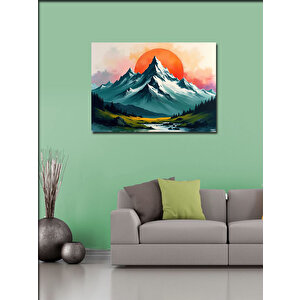 Kanvas Tablo Gün Batımında Dağ Manzarası 70x100 cm