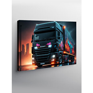 Kanvas Tablo Neon Işıklı Tır Tasarımı 50x70 cm