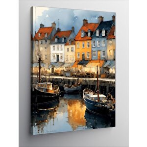 Kanvas Tablo Kanal Manzarasında Kasaba 50x70 cm