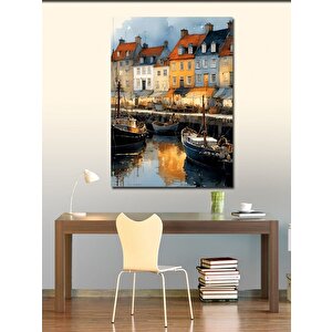 Kanvas Tablo Kanal Manzarasında Kasaba 50x70 cm