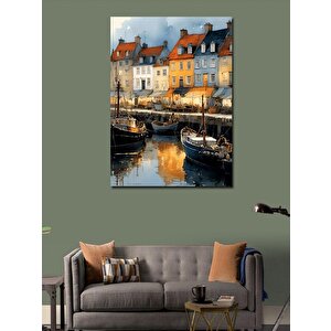 Kanvas Tablo Kanal Manzarasında Kasaba 50x70 cm