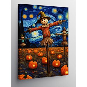 Kanvas Tablo Korkuluk İle Balkabağı Tarlası 100x140 cm