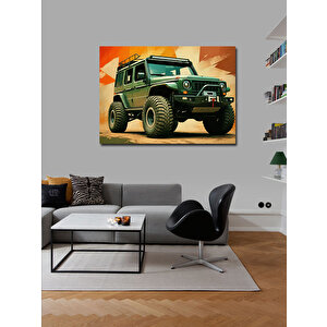 Kanvas Tablo Yeşil Off-road Jeep 100x140 cm