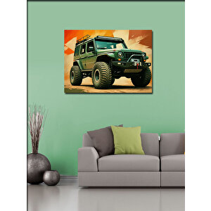 Kanvas Tablo Yeşil Off-road Jeep 100x140 cm