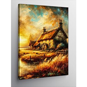 Kanvas Tablo Kır Evi Manzarası 100x140 cm