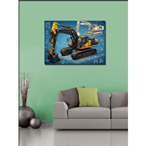 Kanvas Tablo Sarı Ekskavatör Tasarımı 70x100 cm