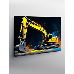 Kanvas Tablo Sarı Ekskavatör Tasarımı 70x100 cm