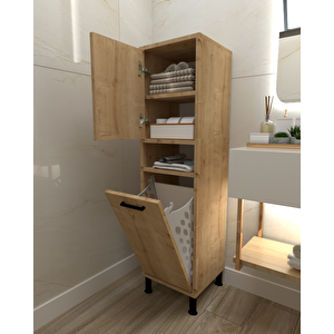 Linda Çamaşır Sepetli Çok Amaçlı Banyo Dolabı Safirmeşe