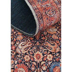 Cool Halı Private Turuncu Yolluk Koridor Halısı Çiçekli Şönil Halı Yıkanabilir Eskitme Vintage Halı