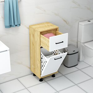 Sorty Çamaşır Kirli Sepetli Çok Amaçlı Banyo Dolabı Safirmeşe-beyaz