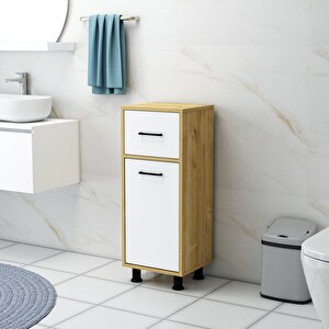 Sorty Çamaşır Kirli Sepetli Çok Amaçlı Banyo Dolabı Safirmeşe-beyaz