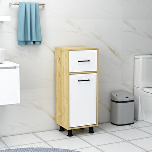 Sorty Çamaşır Kirli Sepetli Çok Amaçlı Banyo Dolabı Safirmeşe-beyaz