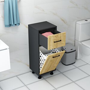 Sorty Çamaşır Kirli Sepetli Çok Amaçlı Banyo Dolabı Antrasit-safirmeşe