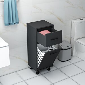 Sorty Çamaşır Kirli Sepetli Çok Amaçlı Banyo Dolabı Antrasit