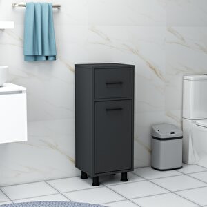 Sorty Çamaşır Kirli Sepetli Çok Amaçlı Banyo Dolabı Antrasit