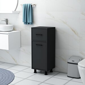 Sorty Çamaşır Kirli Sepetli Çok Amaçlı Banyo Dolabı Antrasit