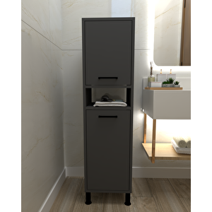 Linda Çamaşır Kirli Sepetli Çok Amaçlı Banyo Dolabı Antrasit