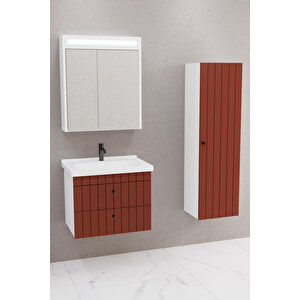 Petit 65 Cm Banyo Dolabı Npl Aynalı - Boy Dolap Dahil Kiremit