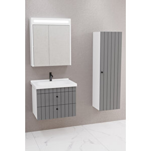 Petit 65 Cm Banyo Dolabı Npl Aynalı - Boy Dolap Dahil Antrasit