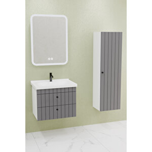 Petit 65 Cm Banyo Dolabı Cmr Aynalı - Boy Dolap Dahil Antrasit