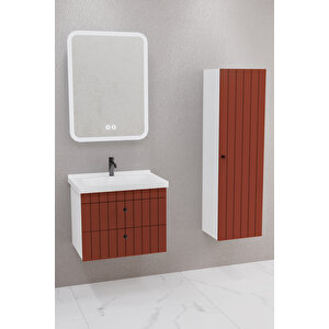 Petit 65 Cm Banyo Dolabı Cmr Aynalı - Boy Dolap Dahil Kiremit