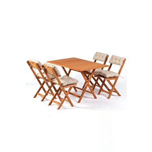 4+1 Minderli Balkon Bahçe Mutfak Bistro Set Katlanır Masa-Sandalye 120x70