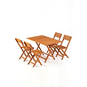 4+1 Minderli Balkon Bahçe Mutfak Bistro Set Katlanır Masa-Sandalye 120x70