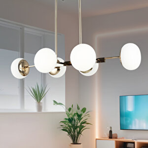 Pura Sıralı Siyah Gold 60 Watt Modern Oturma Odası, Yemek Masası Üstü,  Salon Avize