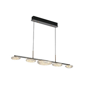 Firuze 30 Watt Sıralı Eskitme Kristal Taşlı Yemek Masası Üstü, Modern Tasarım Salon Led Avize