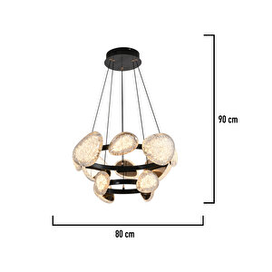 Firuze İki Katlı 80 Watt Eskitme Kristal Taşlı Modern Tasarım Salon Led Avize