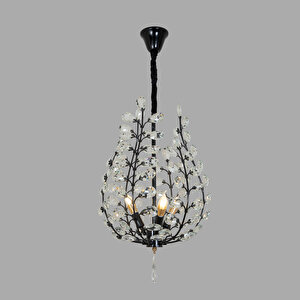 Donna Siyah 45'lik Kristal Taşlı Modern Koridor, Salon Avize