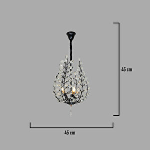 Donna Siyah 45'lik Kristal Taşlı Modern Koridor, Salon Avize