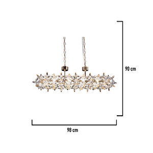 Mercan Sıralı Gold Kristal Taşlı Modern Oturma Odası, Yemek Masası Üstü, Salon Avize