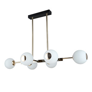 Sofia Sıralı 60 Watt Siyah Gold Modern Oturma Odası, Yemek Masası Üstü,  Salon Avize