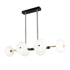 Sanya Sıralı 60 Watt Siyah Gold Modern Oturma Odası, Yemek Masası Üstü,  Salon Avize