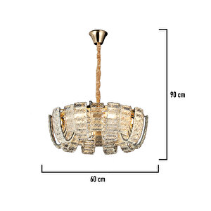 Loya 60'lik Gold Kristal Taşlı Oturma Odası, Salon Sarkıt Avize