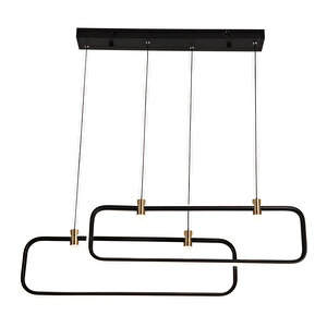 Blom 2'li Dikdörtgen 96 Watt Siyah Yemek Masası Üstü, Salon Sarkıt Led Avize