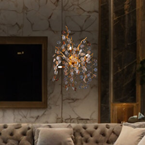 Masal Gold Kristal Taşlı Modern, Oturma Odası,duvar Lambası  Salon Aplik