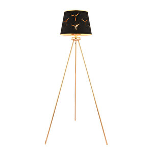Epona Siyah Desenli Şapkalı Gold Modern Dekoratif Salon Lambader