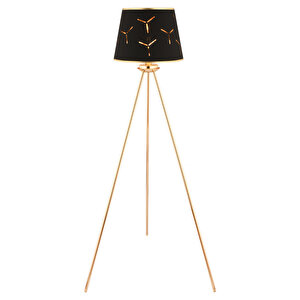 Epona Siyah Desenli Şapkalı Gold Modern Dekoratif Salon Lambader