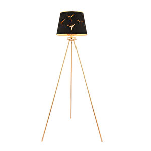 Epona Siyah Desenli Şapkalı Gold Modern Dekoratif Salon Lambader