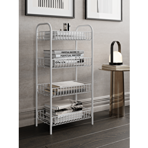 4 Katlı Kitaplık & Ayakkabılık, Banyo, Mutfak, Oyuncak Rafı Metal Kitaplık